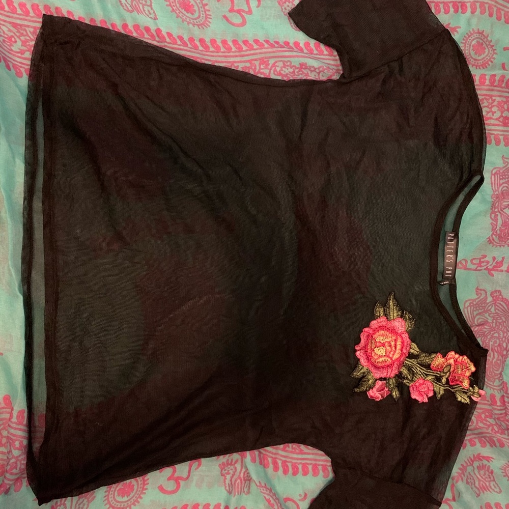 See through black shirt